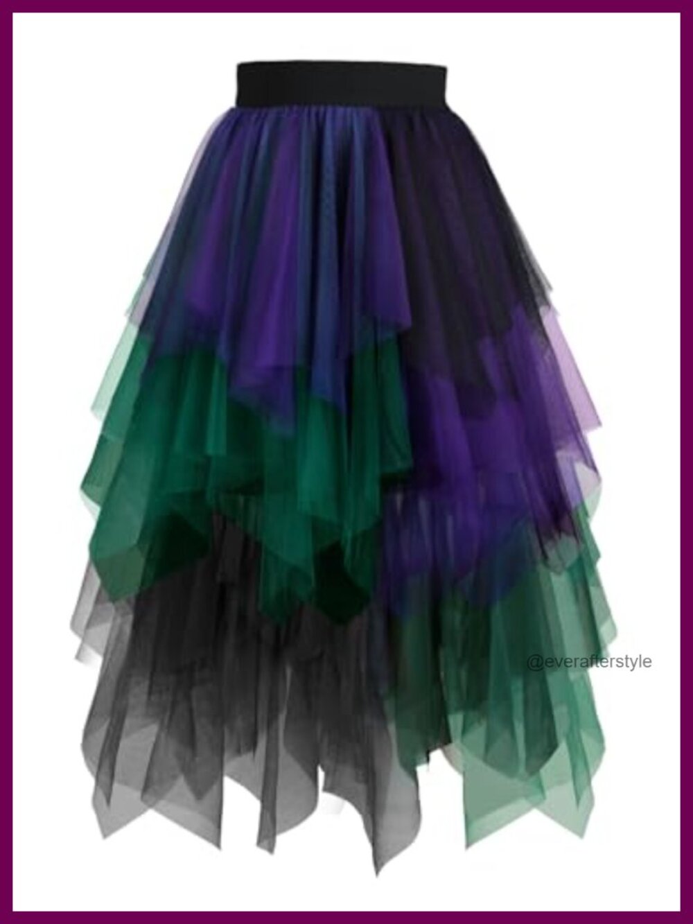 Women's Layered Tulle Midi Skirt A-Line Tutu High Low Elastic Waist